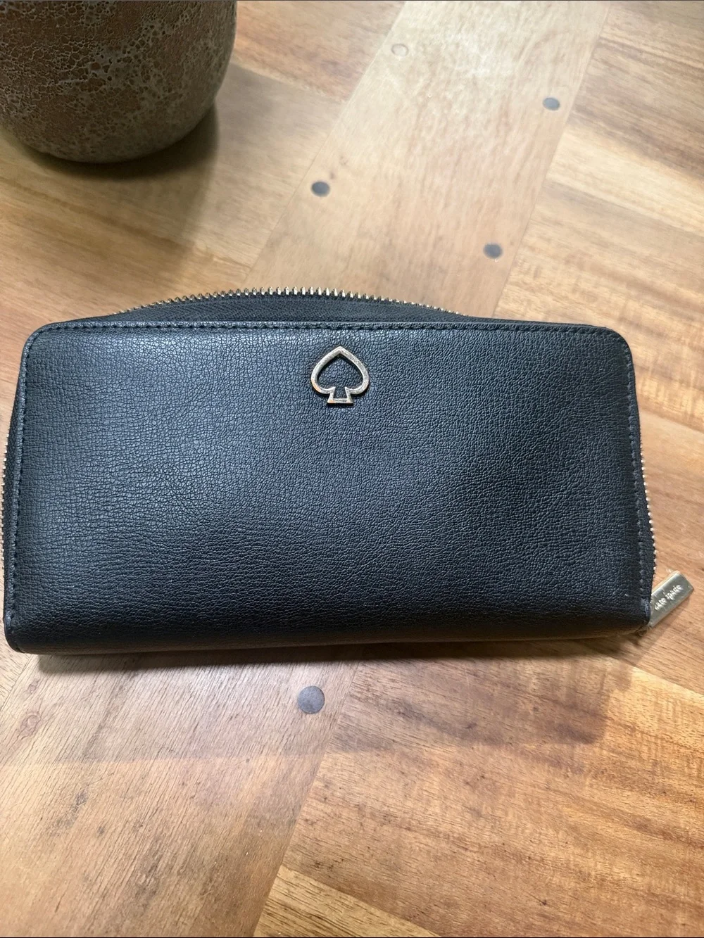kate spade Black Leather Zip-Around Continental Wallet